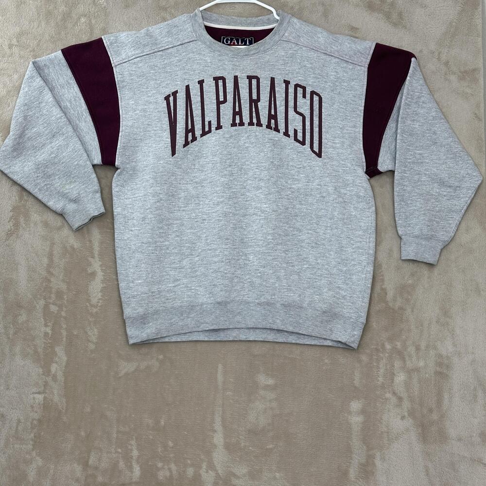 Vintage Galt Sand Sweatshirt Mens Large Gray Valparaiso Fleece Crewneck College